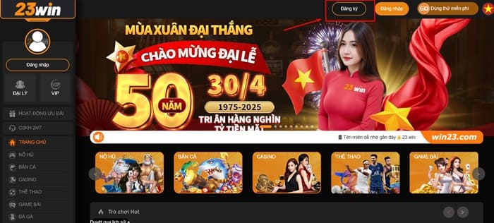 hướng dẫn đăng kí tài khoản 23Wim